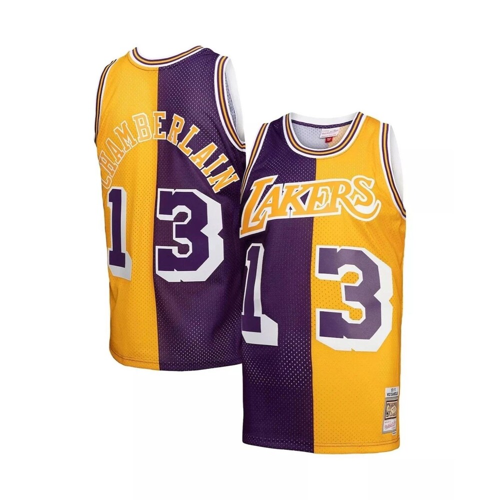 Los Angeles Lakers Wilt Chamberlain‎ Mitchell & Ness NBA Swingman Split Jersey L